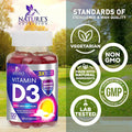 Nature'S Nutrition Vitamin D3 Gummy Vitamins Extra Strength 5000 IU (125 mcg) High Potency Vita D Gummies Dietary Supplement - Bone Teeth Muscle & Immune Support Nature's Vitamin D Supplement Non-GMO - 120 Gummies