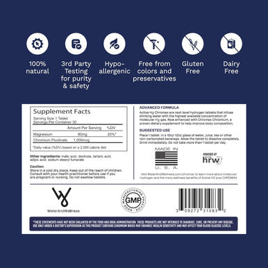 Active H2+ Chromax - Hydrogen Water Tablets Plus Chromium - Balance Your Metabolism And Activate Your Fitness With Dual Benefits Of Molecular Hydrogen And Chromium (30 Tablets)