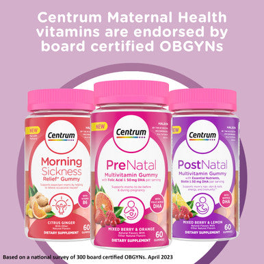 Centrum Morning Sickness Relief Gummies Citrus Ginger Flavor - 60 Count Up To 60 Day Supply