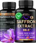 NUTRAHARMONY Natural Saffron Supplements - Pure Saffron Extract 88.5 Mg - Made In Usa - Mood | Focus | Vision | Energy Support - Eye Health For Women & Men - Nongmo Vegan Pills - 90 Powder Capsules, 3 Month Supply