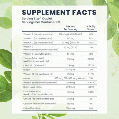 Bio Tech Pharmacal Essential Multivitamin Mineral Blend Dietary Supplement Provides Essential Vitamins And Minerals Includes Vitamins A, C, D, E, And K