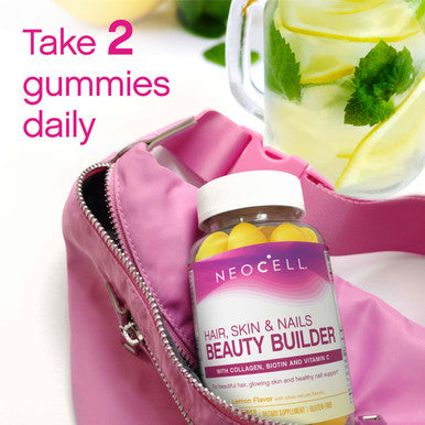 Neocell Hair Skin And Nails Beauty Builder With Collagen Biotin And Vitamin C Includes Antioxidants Gummy Lemon 60 Count 1 Bottle
