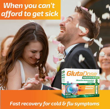 Glutadose Recovery Immunity Supplement - Liquid Vitamins Immune Support For Kids & Adults, Cold & Flu Care Package (Glutathione Astragalus Echinacea Acerola) Immune Booster For Women Men - 12 Vials