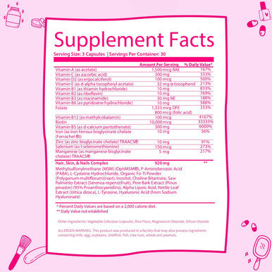 Glow Vitamins - Hair Skin And Nails Multivitamin Supplement - 10,000Mcg Biotin Pills With Hyaluronic Acid, Folate, Iron, Magnesium, And Zinc - Boosts Collagen Production, Hair Growth, 90 Capsules