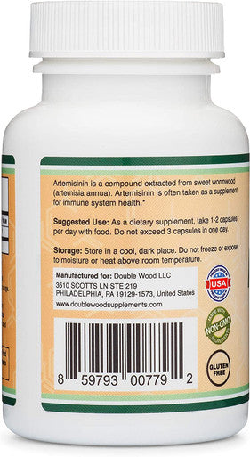 Artemisinin Sweet WormwoodArtemisia Annua 200mg Per Serving 120 Capsules Two Month Supply Vegan Safe NonGMO Gluten Manufactured in The USA by Double Wood Supplements