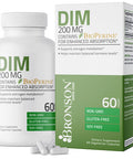 Bronson Dim Supplement 200 Mg Diindolymethane With Bioperine For Enhanced Absorption, Estrogen Metabolism & Maintains Balanced Hormone Levels, 60 Vegetarian Capsules