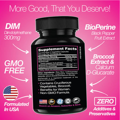 Saint Mingiano Dim 300Mg Diindolylmethane Supplements | Hormone Estrogen And Menopause Balance | Supports Hot Flashes & Night Sweats | 60 Capsules