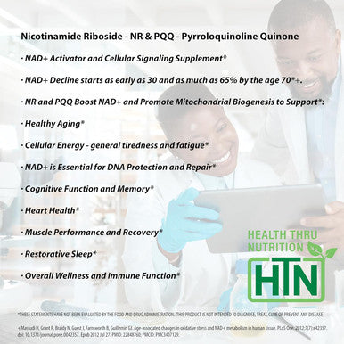 Health Thru Nutrition Nad+ Activator Nr With Pqq 300Mg Nicotinamide Riboside + 20Mg Pqq Mitochondria Maximizer Non-Gmo Pack Of 60