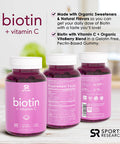 Sports Research Biotin Gummies 5000mcg with Vitamin C Vegan NonGMO Verified 60 Vegan Gummies 2 Month Supply