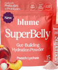 Blume SuperBelly Mango Passion Fruit Gut Health + Hydration 15 Sticks Sugar Free Daily Probiotics Prebiotic Fiber Vit C and Electrolytes Powder Packets