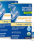 Mommys Bliss Organic Baby Vitamin D Drops Promotes Healthy Growth and Bone Development Age Newborn+ 0.11 Fl Oz (100 Servings) Pack of 2