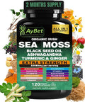 Organic Irish Sea Moss 8000Mg, Black Seed Oil 6000Mg, Ashwagandha 2000Mg, Turmeric 2000Mg, Bladderwrack 2000Mg, Burdock 2000Mg, Ginger, Vit C&Vit D3, Elderberry, Manuka, Dandelion, Yellow Dock