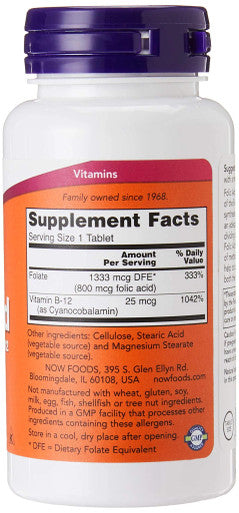 NOW Folic Acid 800 mcg 250 tablets