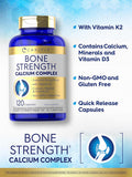 Carlyle Bone Strength Calcium Complex Supplement | with Vitamin D3 Magnesium K2 Zinc & Boron | 120 Capsules | Non-GMO Gluten