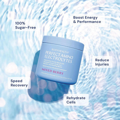Bodyhealth Perfectamino Electrolytes Powder, Hydration Powder, Sugar Electrolyte Drink Mix, Keto Electrolytes Powder, Non Gmo, Mixed Berry Flavor (30 Servings)