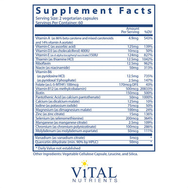 Vital Nutrients MultiNutrients 5 Ultra Antioxidant Formula Boron Copper and Iron Ultra Antioxidant Daily MultiVitamin/Mineral Formula 120 Vegetarian Capsules per Bottle