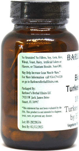 Barlowe's Herbal Elixirs Bio-Available Turkesterone 10% Extract - 600mg Vegi-Caps - Stearate Free!