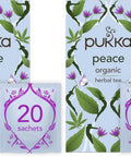 Pukka Organic Peace Herbal Tea with Spearmint, Ashwagandha, and Hemp Seed Oil, Caffeine Free, 20 Total Tea Bags
