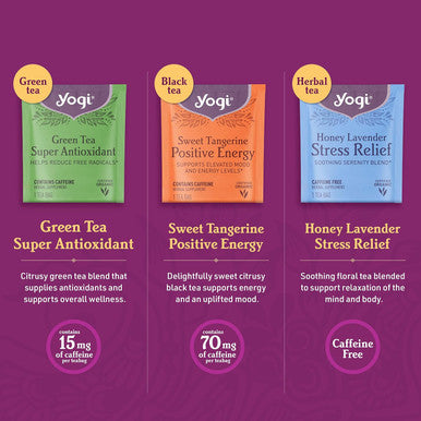 Yogi Favorites Tea Organic Sampler Box - Assorted Delicious Wellness Teas - 9 Herbal Green & Black Teas - Tea Set & Variety Pack (45 Tea Bags)