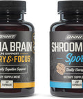Onnit Premium Alpha Brain Bundle - Nootropic Brain Supplement (30 Count) for Focus Concentration & Memory + Shroom Tech Sport for Exercise Energy & Cardiovascular Performance (28 Count)