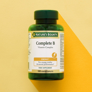Nature's Bounty Complete B Vitamin Complex Caplets - Pack Of 100 Coated Capsules Two-A-Day - Vitamin B5 B6 And B12 - Supports Energy Levels Mental Focus And Stamina - Vegan
