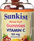 Sunkist Vitamin C, Gummy, Mixed Fruit Flavour, 125 mg, 60 Count