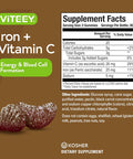 Iron Gummies 20Mg + Vitamin C 26Mg For Iron Deficiency And Anemia, Supports Energy, Blood Cell Formulation, Blood Builder, Vegan Supplements, Gluten Gelatin And Gmo Free, Chewable Grape Gummy Chews