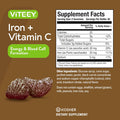 Iron Gummies 20Mg + Vitamin C 26Mg For Iron Deficiency And Anemia, Supports Energy, Blood Cell Formulation, Blood Builder, Vegan Supplements, Gluten Gelatin And Gmo Free, Chewable Grape Gummy Chews