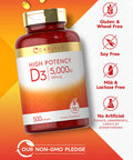 Carlyle Vitamin D3 5,000 iu | 500 Softgels | Value Size | Non-GMO and Gluten Free Supplement | High Potency Formula | 125 mcg