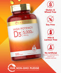 Carlyle Vitamin D3 5000 Iu Softgels 500 Count Value Size Non-Gmo And Gluten Free Supplement High Potency Formula 125Mcg