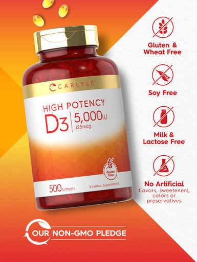 Carlyle Vitamin D3 Softgels 500 Count 5000 Iu