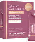 Revive Collagen Enhanced Plus Premium Liquid Marine Collagen Drink Supplement 22 Fluid Ounces Tropical Flavor 10000Mg Of Collagen Per Shot 14 Servings Liquid Collagen For Women And Men