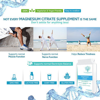 Magnesium Citrate 500mg 120 Capsules - Providing 150mg of Active Elemental Magnesium - High Potency - Easily Absorbable - Highly Bioavailable - UK Manufactured