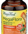 MegaFood Megaflora Probiotic + Prebiotics + Turmeric - Probiotics For Women & Men - Probiotics For Digestive Health - 50 Billion Cfus - 14 Strains - Vegan - Non-Gmo - 90 Caps (45 Servings)