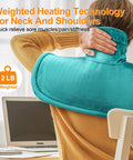 Heating Pad For Neck And Shoulders And Back, Valentines Day Gifts For Her Him, Birthday Gifts For Women Mom Mother, Weighted Neck And Shoulder Heating Pads, 6 Heat Settings 4 Auto-Off,17"X23" Blue