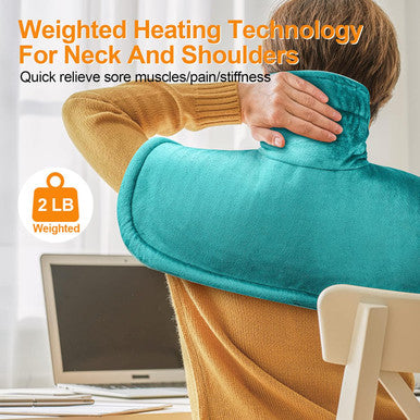 Heating Pad For Neck And Shoulders And Back, Valentines Day Gifts For Her Him, Birthday Gifts For Women Mom Mother, Weighted Neck And Shoulder Heating Pads, 6 Heat Settings 4 Auto-Off,17"X23" Blue