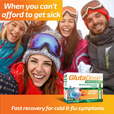 Glutadose Recovery Immunity Supplement - Liquid Vitamins Immune Support For Kids & Adults, Cold & Flu Care Package (Glutathione Astragalus Echinacea Acerola) Immune Booster For Women Men - 12 Vials