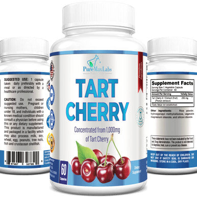 YUMMYVITE Tart Cherry - 4:1 Extract Capsules Equivalent To 1000Mg Of Montmorency Cherries, Antioxidant-Rich, Natural Uric Acid Support Supplement, Non-Gmo - 60 Capsules