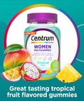 Centrum Women'S Multivitamin Gummies Tropical Fruit Flavors Made From Natural Flavors 100 Count 50 Day Supply