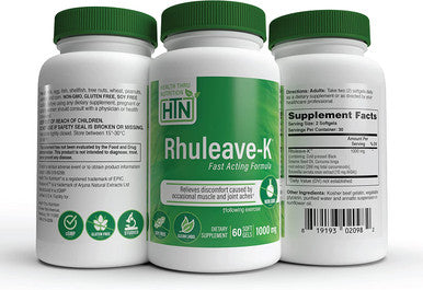 Acute Pain Formula RhuleaveK 1000mg Curcumin Boswellia and Black Sesame Seed Oil Joint and Muscle Relief Clinically Studied NonGMO and Gluten Free by Health Thru Nutrition Pack of 60