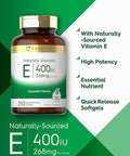 Carlyle Vitamin E 400 IU Softgels | 250 Count | Naturally Sourced | Non-GMO and Gluten