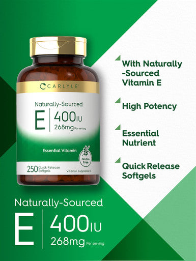 Carlyle Vitamin E 400 Iu | 250 Softgels | Naturally Sourced | Non-Gmo And Gluten Free