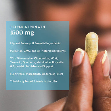 NutriRise Glucosamine Chondroitin Turmeric Quercetin MSM Joint Flex 90ct 2100mg TripleStrength Joint Comfort Supplement for Women Men with Boswellia Bromelain GlutenFree NonGMO
