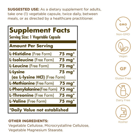 Solgar Essential Amino Complex 90 Vegetable Capsules (Pack Of 3) - Free Form Essential Amino Acids - Non-Gmo Vegan Gluten Free Dairy Free Kosher 270 Total Servings
