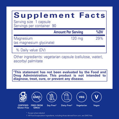 Pure Encapsulations Magnesium glycinate 120 mg 90 Capsules