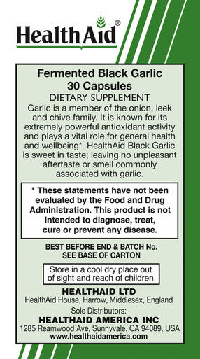 Black Garlic, 30 Ct, Once Daily, Odorless, No Aftertaste, Potent Extract, Rich In S-Allylcysteine, Vegan