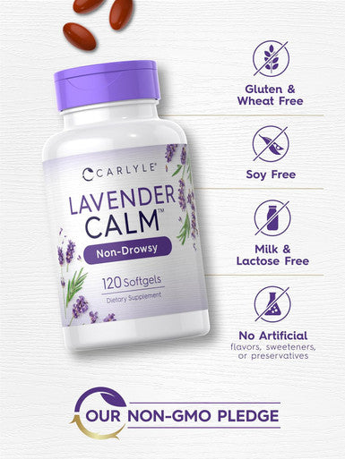Carlyle Lavender Pills | 80 mg | 120 Softgel Capsules | Calm & Non-Drowsy Formula | Non-GMO & Gluten Supplement