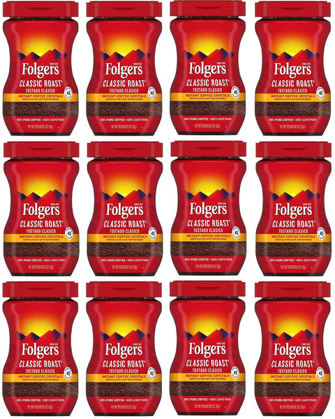 Folgers Instant Coffee Crystals, Classic Roast, 24 Ounces