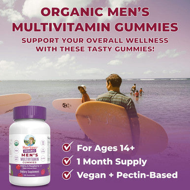 Maryruth Organics Mens Vitamin Gummy | USDA | Vegan | Daily Multivitamins for Immune Support | Non-GMO | Gluten | 60 Count