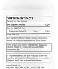 Thorne Zinc Bisglycinate 15Mg - Daily Support For Skin, Eye & Immune System Health With Zinc Supplement Capsules - 60 Capsules
